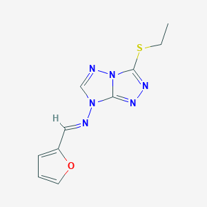 molecular formula C10H10N6OS B5545847 (E)-N-[3-(ETHYLSULFANYL)-7H-[1,2,4]TRIAZOLO[4,3-B][1,2,4]TRIAZOL-7-YL]-1-(FURAN-2-YL)METHANIMINE 