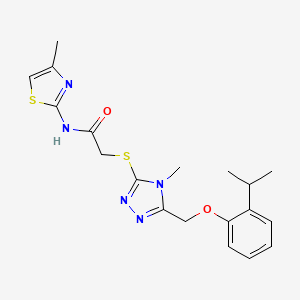 molecular formula C19H23N5O2S2 B5546060 2-[(4-methyl-5-{[2-(propan-2-yl)phenoxy]methyl}-4H-1,2,4-triazol-3-yl)sulfanyl]-N-(4-methyl-1,3-thiazol-2-yl)acetamide 
