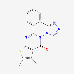 molecular formula C16H11N5OS B5546082 17,18-dimethyl-16-thia-1,2,4,5,14-pentazapentacyclo[11.7.0.02,6.07,12.015,19]icosa-3,5,7,9,11,13,15(19),17-octaen-20-one 