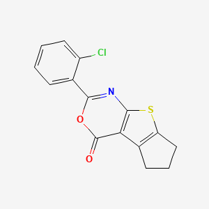 molecular formula C15H10ClNO2S B5546108 2-(2-Chlorophenyl)-5,6,7-trihydrocyclopenta[1,2-d]1,3-oxazino[4,5-b]thiophen-4-one 