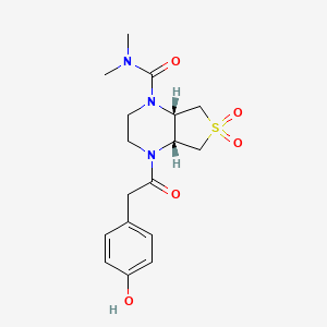 molecular formula C17H23N3O5S B5546172 (4aS,7aR)-1-[2-(4-hydroxyphenyl)acetyl]-N,N-dimethyl-6,6-dioxo-2,3,4a,5,7,7a-hexahydrothieno[3,4-b]pyrazine-4-carboxamide 