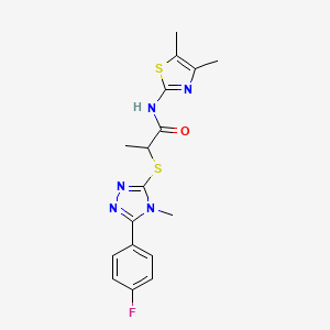 molecular formula C17H18FN5OS2 B5546208 N-(4,5-dimethyl-1,3-thiazol-2-yl)-2-{[5-(4-fluorophenyl)-4-methyl-4H-1,2,4-triazol-3-yl]sulfanyl}propanamide 