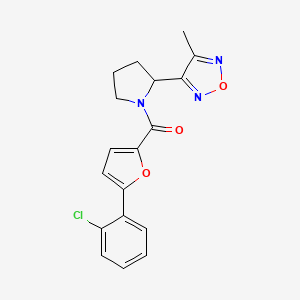 molecular formula C18H16ClN3O3 B5546220 3-{1-[5-(2-chlorophenyl)-2-furoyl]-2-pyrrolidinyl}-4-methyl-1,2,5-oxadiazole 