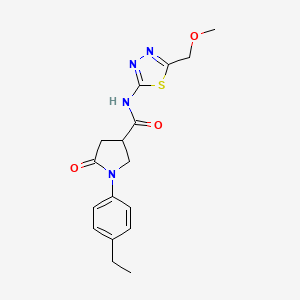 molecular formula C17H20N4O3S B5546297 1-(4-ethylphenyl)-N-[5-(methoxymethyl)-1,3,4-thiadiazol-2-yl]-5-oxopyrrolidine-3-carboxamide 
