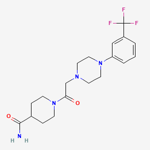 molecular formula C19H25F3N4O2 B5546372 1-(2-{4-[3-(trifluoromethyl)phenyl]piperazinyl}acetyl)piperidine-4-carboxamide 