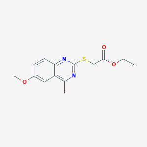 molecular formula C14H16N2O3S B5546524 ETHYL 2-[(6-METHOXY-4-METHYLQUINAZOLIN-2-YL)SULFANYL]ACETATE 