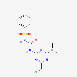 molecular formula C14H17ClN6O3S B5546660 1-[4-(Chloromethyl)-6-(dimethylamino)-1,3,5-triazin-2-yl]-3-(4-methylphenyl)sulfonylurea 