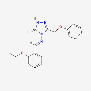 molecular formula C18H18N4O2S B5546710 4-{[(E)-(2-ethoxyphenyl)methylidene]amino}-5-(phenoxymethyl)-4H-1,2,4-triazole-3-thiol 