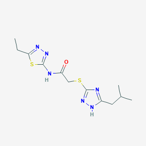 molecular formula C12H18N6OS2 B5546756 N~1~-(5-ETHYL-1,3,4-THIADIAZOL-2-YL)-2-[(5-ISOBUTYL-4H-1,2,4-TRIAZOL-3-YL)SULFANYL]ACETAMIDE 