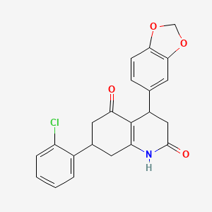 molecular formula C22H18ClNO4 B5546770 4-(2H-1,3-BENZODIOXOL-5-YL)-7-(2-CHLOROPHENYL)-1,2,3,4,5,6,7,8-OCTAHYDROQUINOLINE-2,5-DIONE 