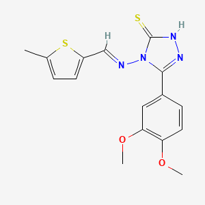 molecular formula C16H16N4O2S2 B5546802 5-(3,4-DIMETHOXYPHENYL)-4-{[(E)-(5-METHYL-2-THIENYL)METHYLIDENE]AMINO}-4H-1,2,4-TRIAZOL-3-YL HYDROSULFIDE 