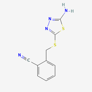 molecular formula C10H8N4S2 B5546809 2-{[(5-amino-1,3,4-thiadiazol-2-yl)sulfanyl]methyl}benzonitrile 