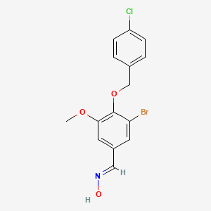 molecular formula C15H13BrClNO3 B5546903 (NE)-N-[[3-bromo-4-[(4-chlorophenyl)methoxy]-5-methoxyphenyl]methylidene]hydroxylamine 