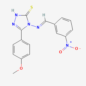 molecular formula C16H13N5O3S B5546969 5-(4-METHOXYPHENYL)-4-((3-NITROBENZYLIDENE)AMINO)-4H-1,2,4-TRIAZOLE-3-THIOL 
