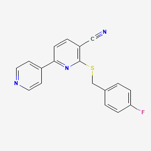 molecular formula C18H12FN3S B5547137 6-{[(4-FLUOROPHENYL)METHYL]SULFANYL}-[2,4'-BIPYRIDINE]-5-CARBONITRILE 