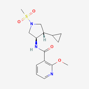 molecular formula C15H21N3O4S B5547180 N-[(3R,4S)-4-cyclopropyl-1-methylsulfonylpyrrolidin-3-yl]-2-methoxypyridine-3-carboxamide 
