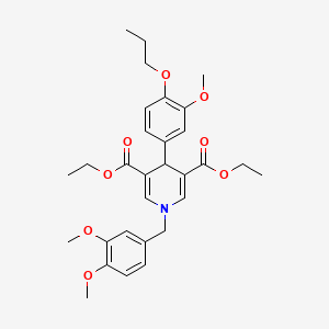 molecular formula C30H37NO8 B5547212 3,5-DIETHYL 1-[(3,4-DIMETHOXYPHENYL)METHYL]-4-(3-METHOXY-4-PROPOXYPHENYL)-1,4-DIHYDROPYRIDINE-3,5-DICARBOXYLATE 