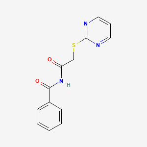 molecular formula C13H11N3O2S B5547436 N-[2-(pyrimidin-2-ylsulfanyl)acetyl]benzamide 