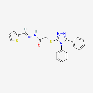 molecular formula C21H17N5OS2 B5547442 2-[(4,5-diphenyl-4H-1,2,4-triazol-3-yl)sulfanyl]-N'-[(E)-thiophen-2-ylmethylidene]acetohydrazide 