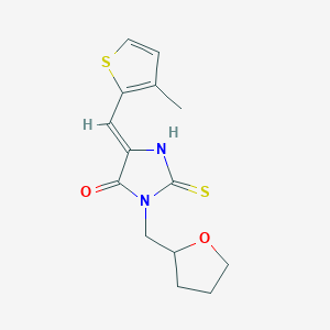 molecular formula C14H16N2O2S2 B5547704 (5Z)-5-[(3-methylthiophen-2-yl)methylidene]-3-(tetrahydrofuran-2-ylmethyl)-2-thioxoimidazolidin-4-one 