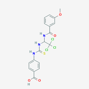 molecular formula C18H16Cl3N3O4S B5547763 4-[[2,2,2-Trichloro-1-[(3-methoxybenzoyl)amino]ethyl]carbamothioylamino]benzoic acid 