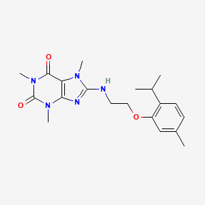 molecular formula C20H27N5O3 B5547899 1,3,7-TRIMETHYL-8-({2-[5-METHYL-2-(PROPAN-2-YL)PHENOXY]ETHYL}AMINO)-2,3,6,7-TETRAHYDRO-1H-PURINE-2,6-DIONE 