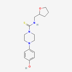 molecular formula C16H23N3O2S B5548119 4-(4-hydroxyphenyl)-N-(tetrahydrofuran-2-ylmethyl)piperazine-1-carbothioamide 