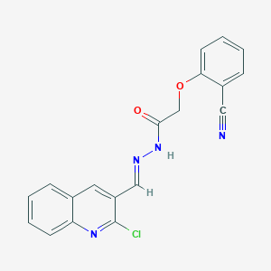 molecular formula C19H13ClN4O2 B5548242 N-[(E)-(2-chloroquinolin-3-yl)methylideneamino]-2-(2-cyanophenoxy)acetamide 