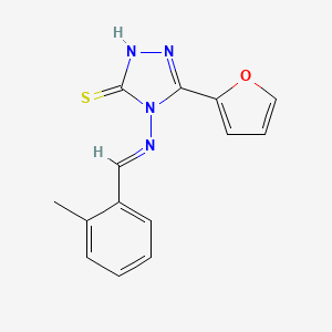 molecular formula C14H12N4OS B5548338 5-(2-furyl)-4-{[(E)-(2-methylphenyl)methylidene]amino}-4H-1,2,4-triazole-3-thiol 
