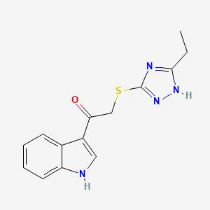 molecular formula C14H14N4OS B5548396 2-[(5-ethyl-4H-1,2,4-triazol-3-yl)sulfanyl]-1-(1H-indol-3-yl)ethan-1-one 