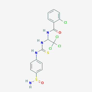 molecular formula C16H14Cl4N4O2S2 B5548504 2-chloro-N-[2,2,2-trichloro-1-[(4-sulfinamoylphenyl)carbamothioylamino]ethyl]benzamide 