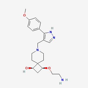 molecular formula C21H30N4O3 B5548570 (1R,3S)-3-(2-aminoethoxy)-7-[[5-(4-methoxyphenyl)-1H-pyrazol-4-yl]methyl]-7-azaspiro[3.5]nonan-1-ol 