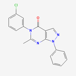 molecular formula C18H13ClN4O B5548583 5-(3-CHLOROPHENYL)-6-METHYL-1-PHENYL-1H,4H,5H-PYRAZOLO[3,4-D]PYRIMIDIN-4-ONE 