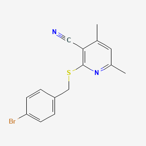 molecular formula C15H13BrN2S B5548607 2-{[(4-BROMOPHENYL)METHYL]SULFANYL}-4,6-DIMETHYLPYRIDINE-3-CARBONITRILE 
