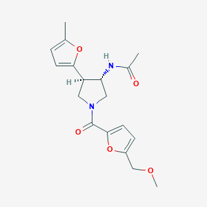 molecular formula C18H22N2O5 B5548622 N-[(3S,4R)-1-[5-(methoxymethyl)furan-2-carbonyl]-4-(5-methylfuran-2-yl)pyrrolidin-3-yl]acetamide 