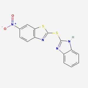 molecular formula C14H8N4O2S2 B5548669 1H-1,3-BENZIMIDAZOL-2-YL (6-NITRO-1,3-BENZOTHIAZOL-2-YL) SULFIDE 