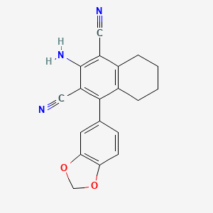 molecular formula C19H15N3O2 B5548732 2-Amino-4-(1,3-benzodioxol-5-yl)-5,6,7,8-tetrahydronaphthalene-1,3-dicarbonitrile 