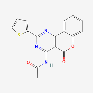 molecular formula C17H11N3O3S B5548917 N-[5-oxo-2-(2-thienyl)-5H-chromeno[4,3-d]pyrimidin-4-yl]acetamide 
