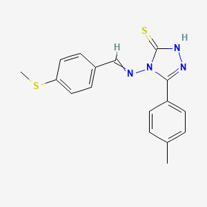 molecular formula C17H16N4S2 B5548940 5-(4-methylphenyl)-4-({[4-(methylsulfanyl)phenyl]methylidene}amino)-4H-1,2,4-triazole-3-thiol 