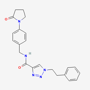 molecular formula C22H23N5O2 B5549146 N-[[4-(2-oxopyrrolidin-1-yl)phenyl]methyl]-1-(2-phenylethyl)triazole-4-carboxamide 