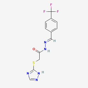 molecular formula C12H10F3N5OS B5549418 2-(1H-1,2,4-triazol-5-ylsulfanyl)-N-[(E)-[4-(trifluoromethyl)phenyl]methylideneamino]acetamide 