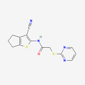 molecular formula C14H12N4OS2 B5549502 N-{3-CYANO-4H,5H,6H-CYCLOPENTA[B]THIOPHEN-2-YL}-2-(PYRIMIDIN-2-YLSULFANYL)ACETAMIDE 