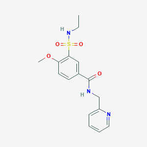 molecular formula C16H19N3O4S B5549598 3-(ethylsulfamoyl)-4-methoxy-N-(pyridin-2-ylmethyl)benzamide 