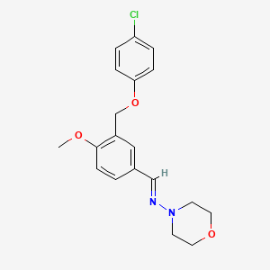 molecular formula C19H21ClN2O3 B5549744 N-((E)-1-{3-[(4-CHLOROPHENOXY)METHYL]-4-METHOXYPHENYL}METHYLIDENE)-N-MORPHOLINOAMINE 