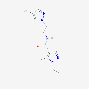 molecular formula C13H18ClN5O B5549992 N-[2-(4-chloro-1H-pyrazol-1-yl)ethyl]-5-methyl-1-propyl-1H-pyrazole-4-carboxamide 