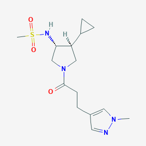 molecular formula C15H24N4O3S B5550163 N-[(3R,4S)-4-cyclopropyl-1-[3-(1-methylpyrazol-4-yl)propanoyl]pyrrolidin-3-yl]methanesulfonamide 