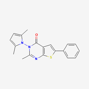 molecular formula C19H17N3OS B5550200 3-(2,5-dimethyl-1H-pyrrol-1-yl)-2-methyl-6-phenylthieno[2,3-d]pyrimidin-4(3H)-one 