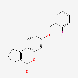 molecular formula C19H15FO3 B5550243 7-(2-FLUORO-BENZYLOXY)-2,3-DIHYDRO-1H-CYCLOPENTA(C)CHROMEN-4-ONE 