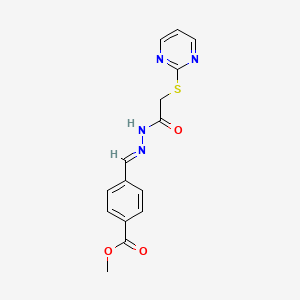 molecular formula C15H14N4O3S B5550312 METHYL 4-[(E)-{[2-(PYRIMIDIN-2-YLSULFANYL)ACETAMIDO]IMINO}METHYL]BENZOATE 