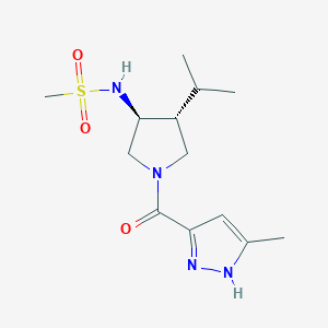 molecular formula C13H22N4O3S B5550325 N-{(3S*,4R*)-4-isopropyl-1-[(3-methyl-1H-pyrazol-5-yl)carbonyl]-3-pyrrolidinyl}methanesulfonamide 